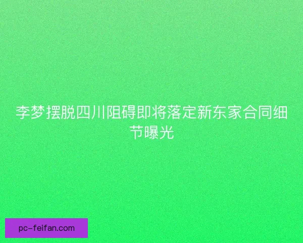 李梦摆脱四川阻碍即将落定新东家合同细节曝光