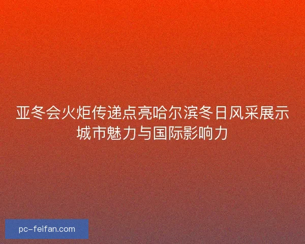 亚冬会火炬传递点亮哈尔滨冬日风采展示城市魅力与国际影响力